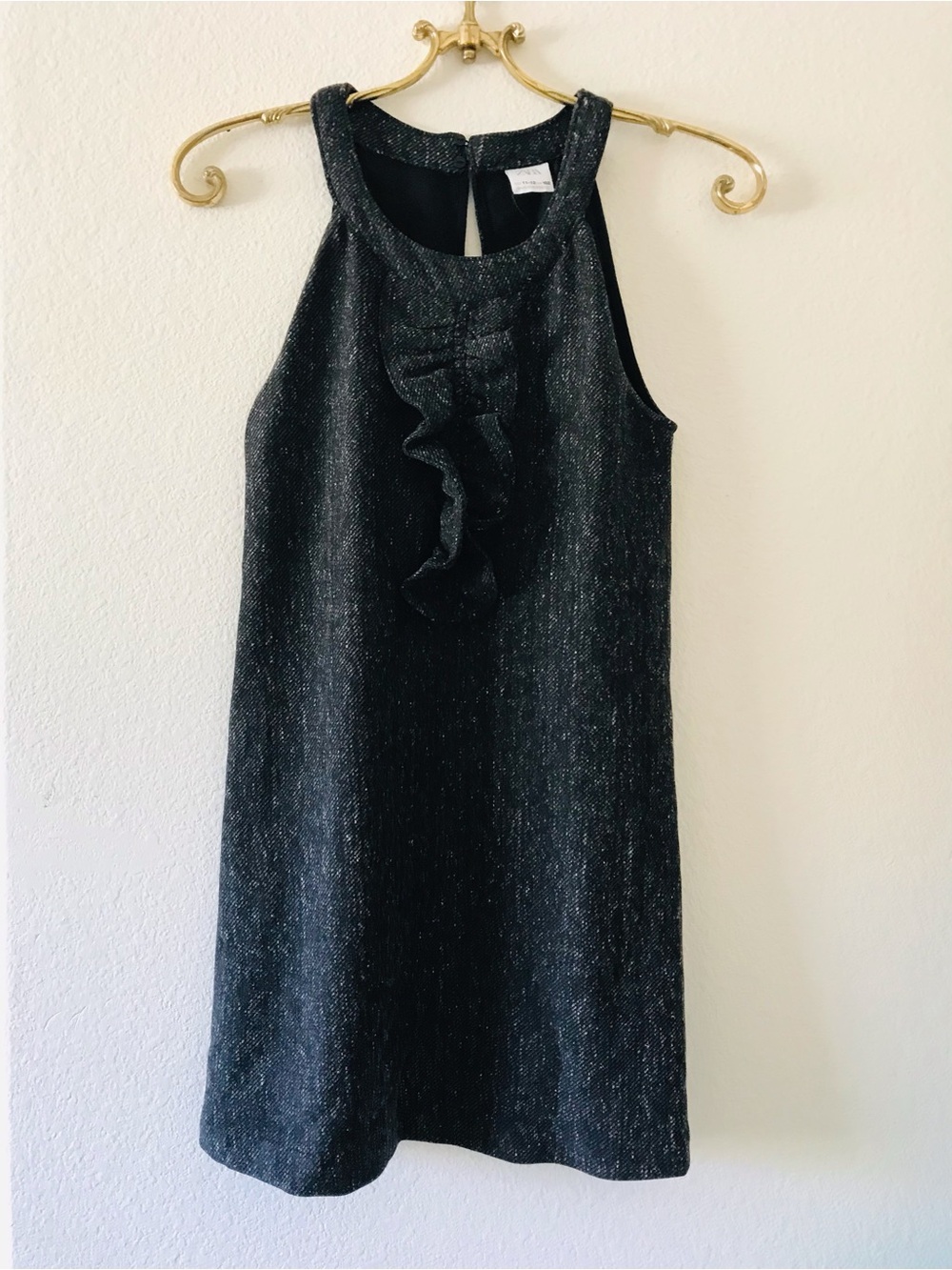 Zara girl Sleeveless Black Ruffle Shift Dress NWT